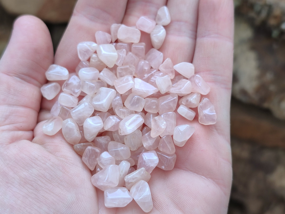 Polished Rose Quartz Chips - sold per kg - From Madagascar - Toprock Gemstones and Minerals 
