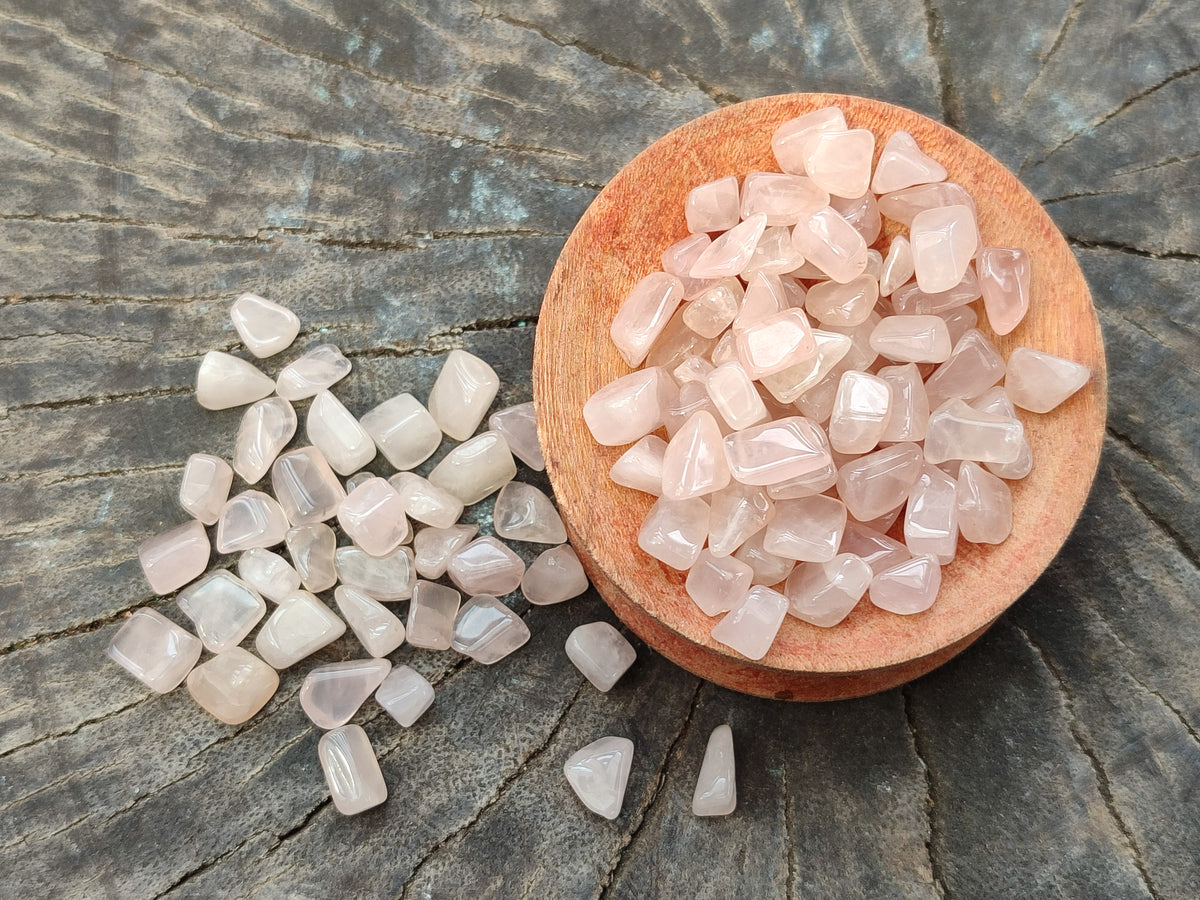 Polished Rose Quartz Chips - sold per kg - From Madagascar - Toprock Gemstones and Minerals 