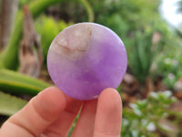 Polished Chevron Amethyst Palm Stones x 20 from Ankazobe, Madagascar