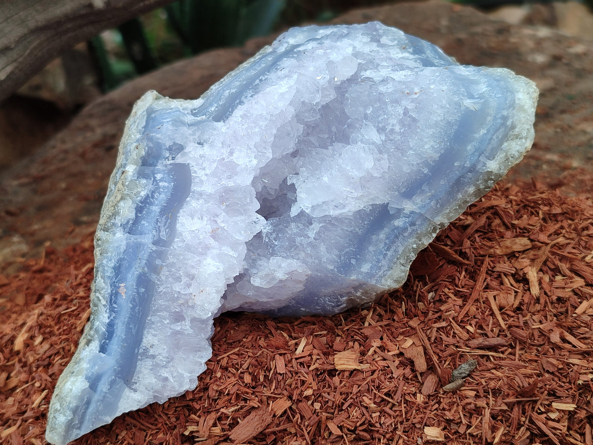 Natural Blue Lace Agate Geode Specimens x 3 From Nsanje, Malawi - Toprock Gemstones and Minerals 