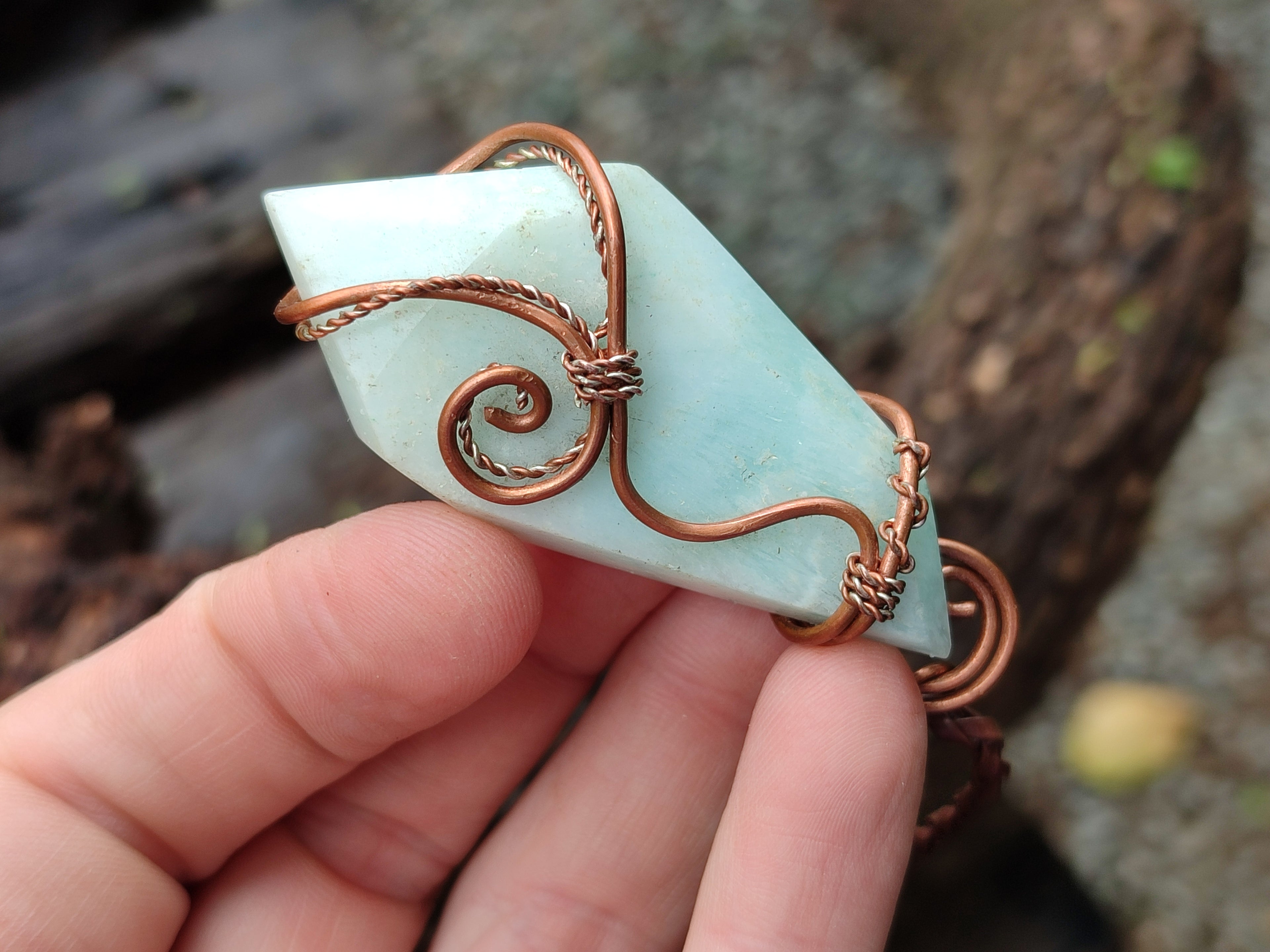 Hand Made Copper Wire Wrapped Pendants x 6 From Southern Africa - Toprock Gemstones and Minerals 