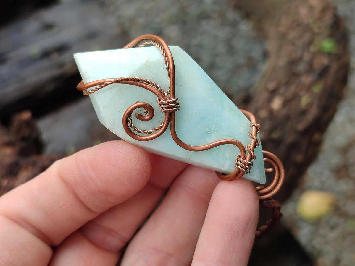 Hand Made Copper Wire Wrapped Pendants x 6 From Southern Africa - Toprock Gemstones and Minerals 