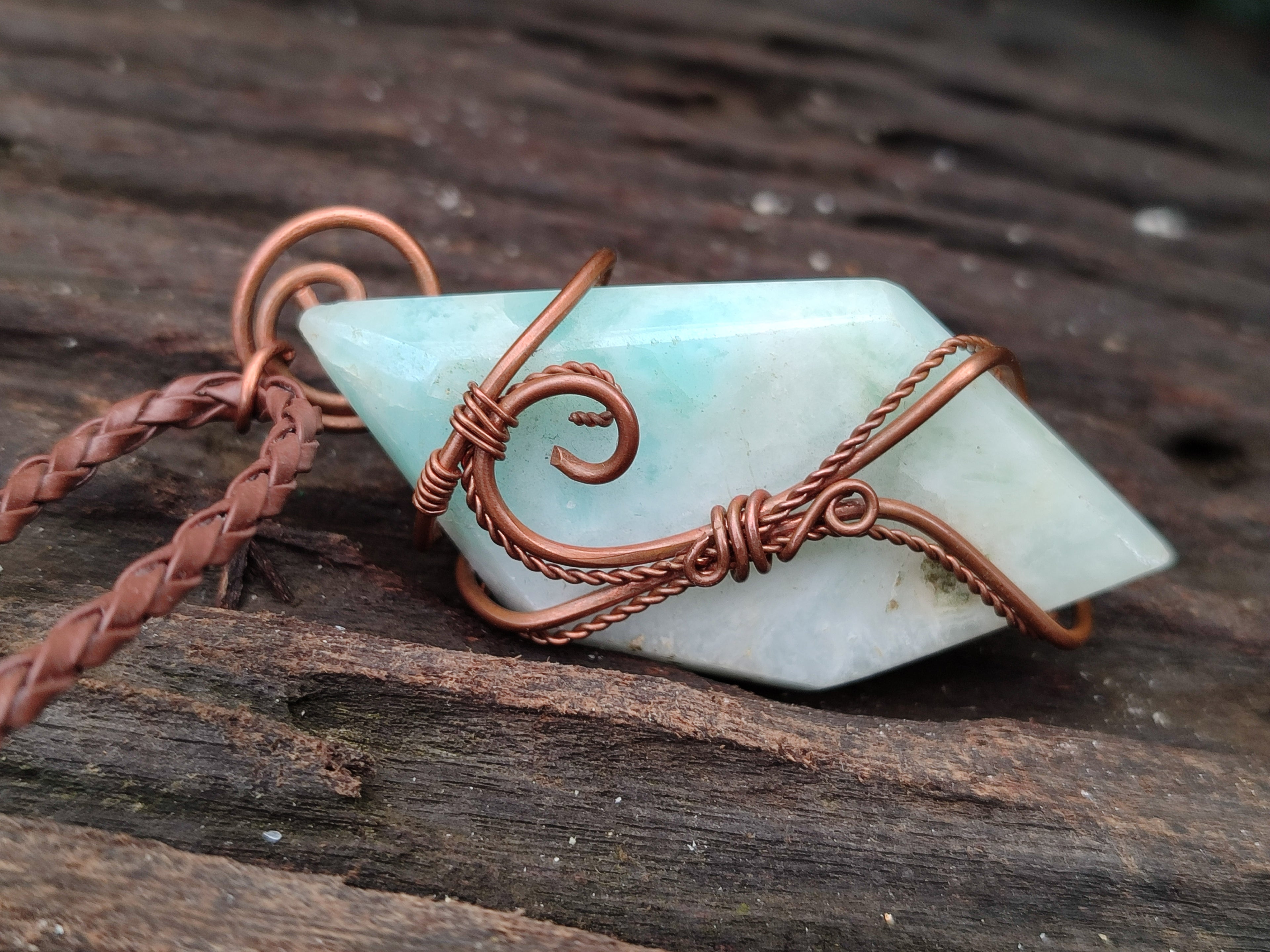 Hand Made Copper Wire Wrapped Pendants x 6 From Southern Africa - Toprock Gemstones and Minerals 