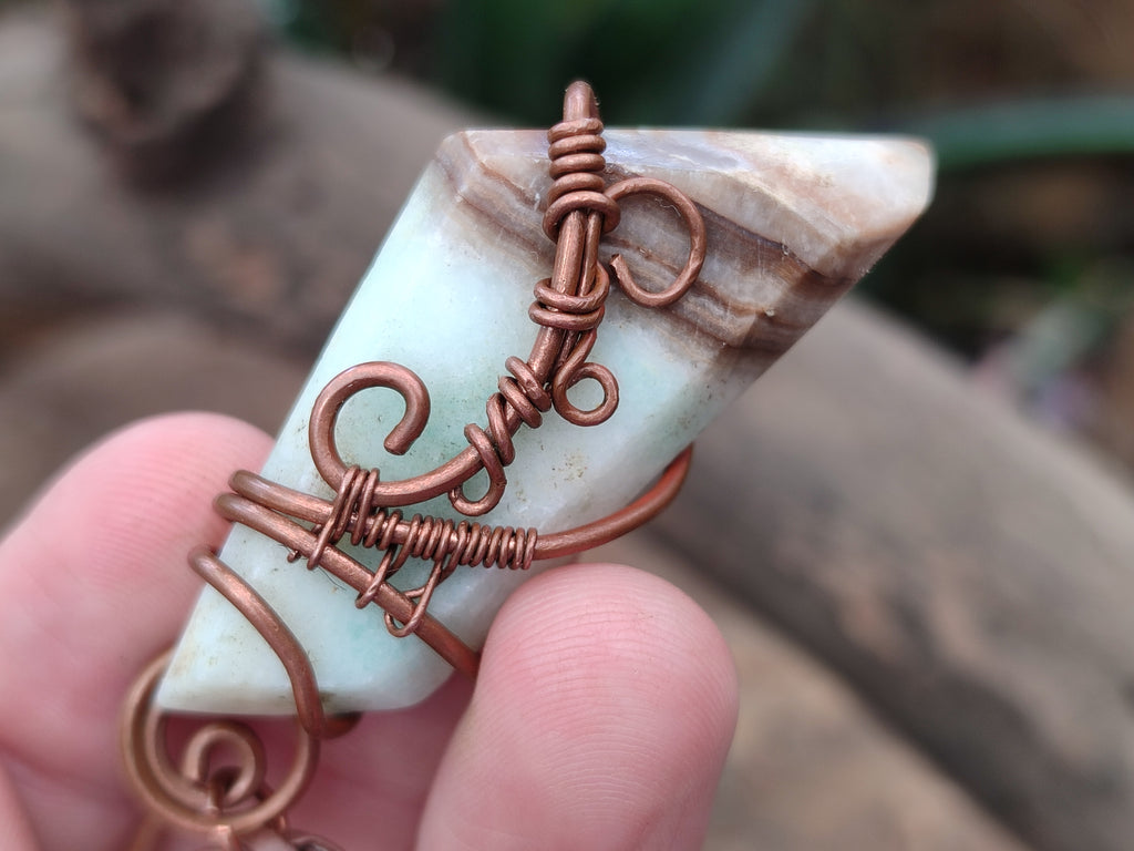 Hand Made Copper Wire Wrapped Pendants x 6 From Southern Africa - Toprock Gemstones and Minerals 