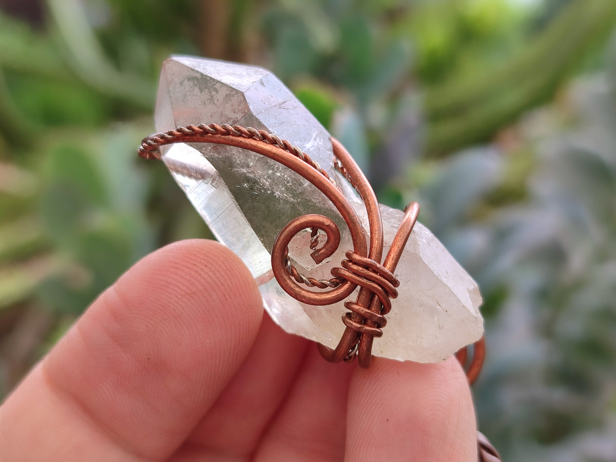 Hand Made Copper Wire Wrapped Pendants x 6 From Southern Africa - Toprock Gemstones and Minerals 