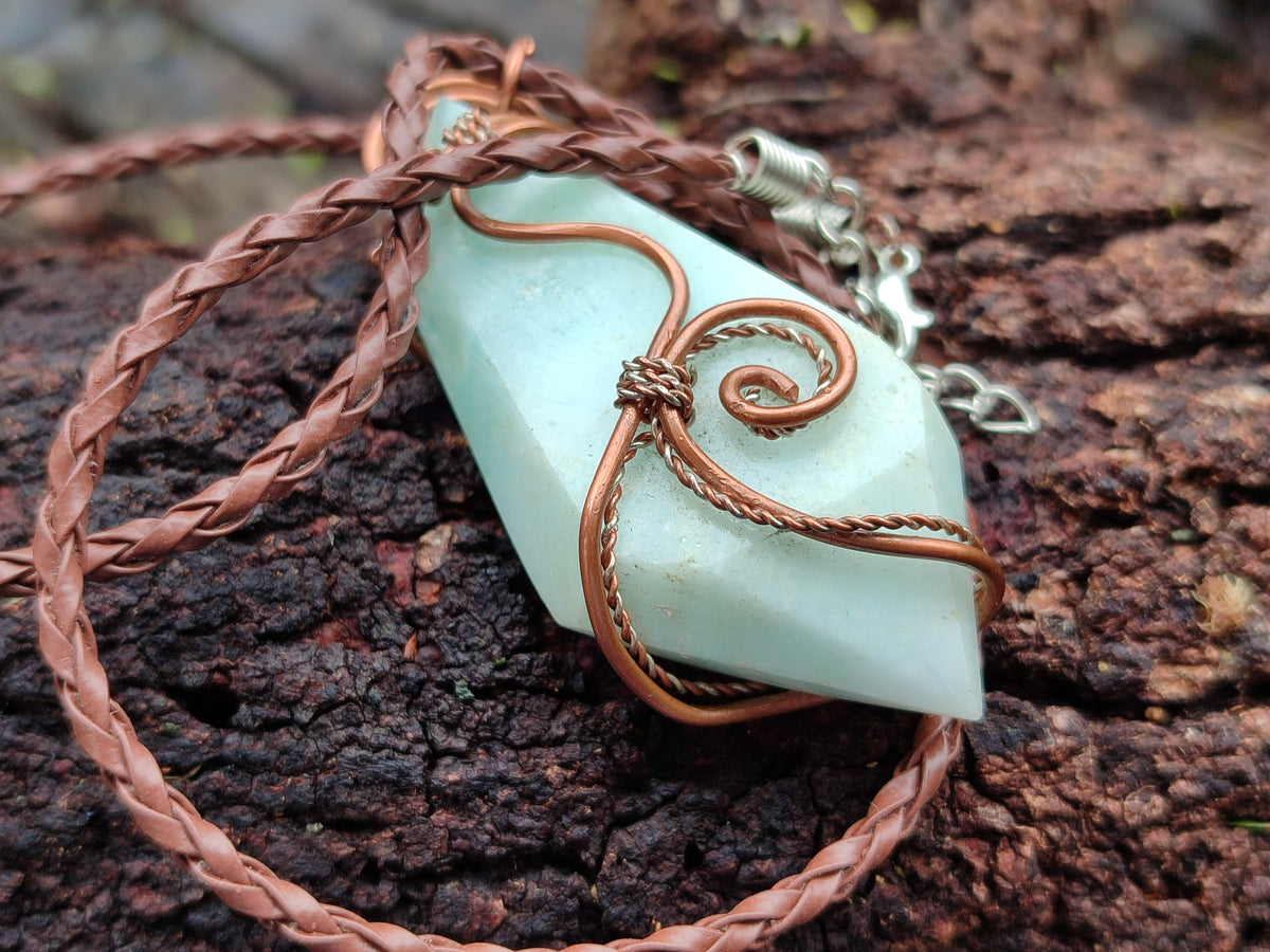 Hand Made Copper Wire Wrapped Pendants x 6 From Southern Africa - Toprock Gemstones and Minerals 