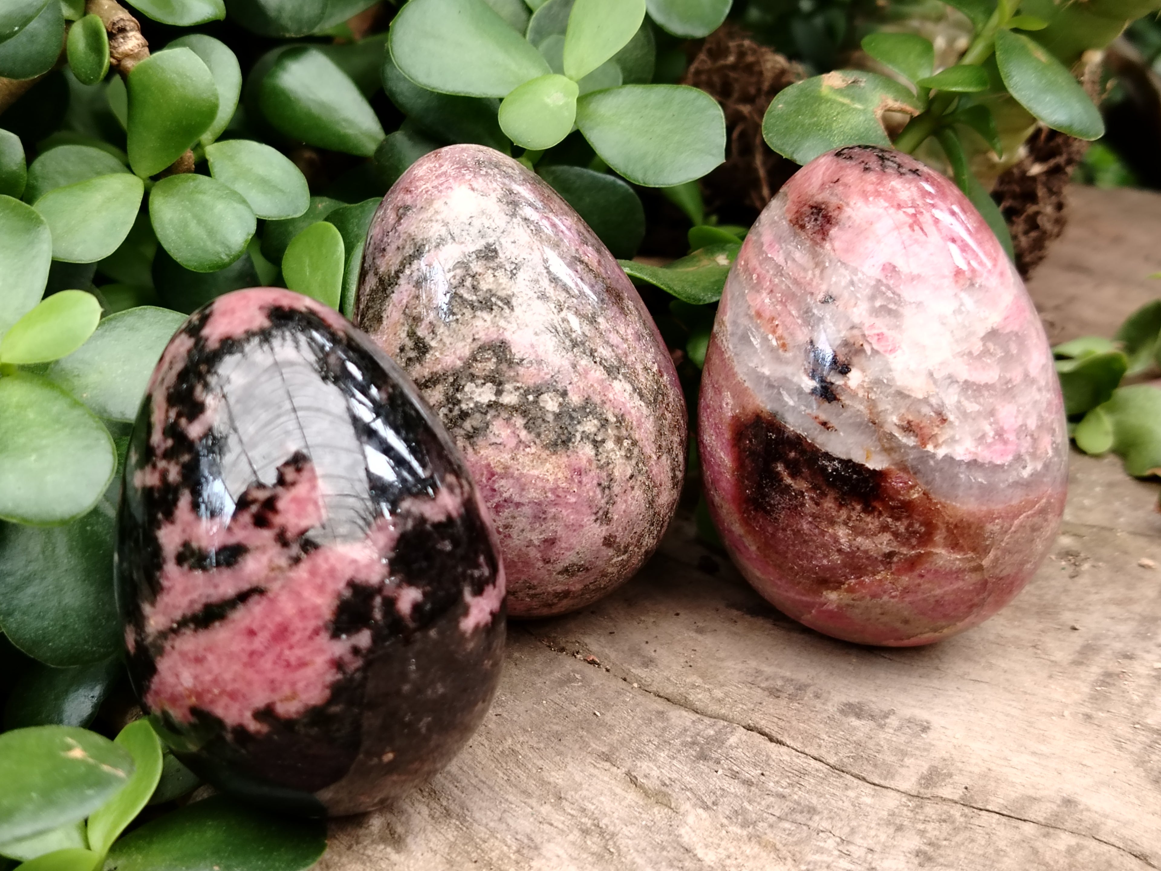 Polished Rhodonite Eggs x 6 From Ambindavato, Madagascar - Toprock Gemstones and Minerals 