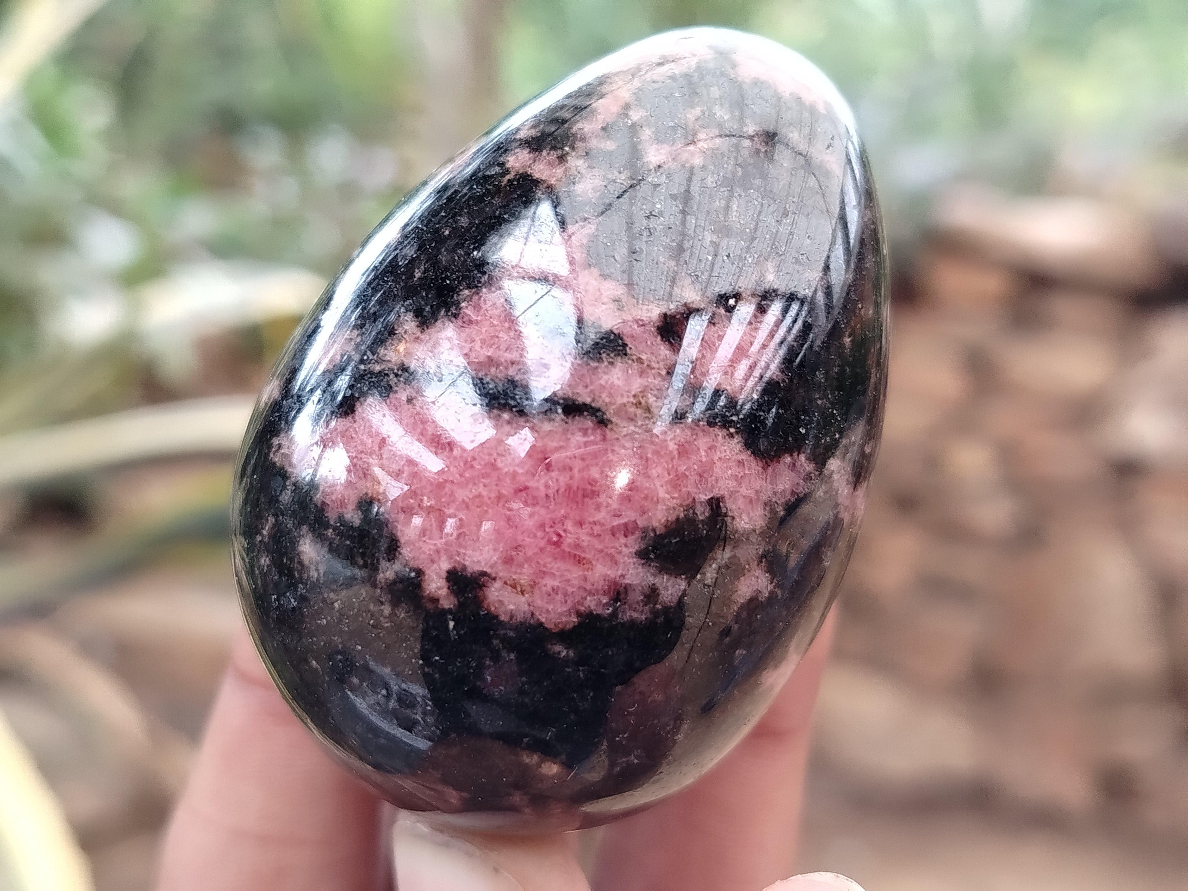 Polished Rhodonite Eggs x 6 From Ambindavato, Madagascar - Toprock Gemstones and Minerals 