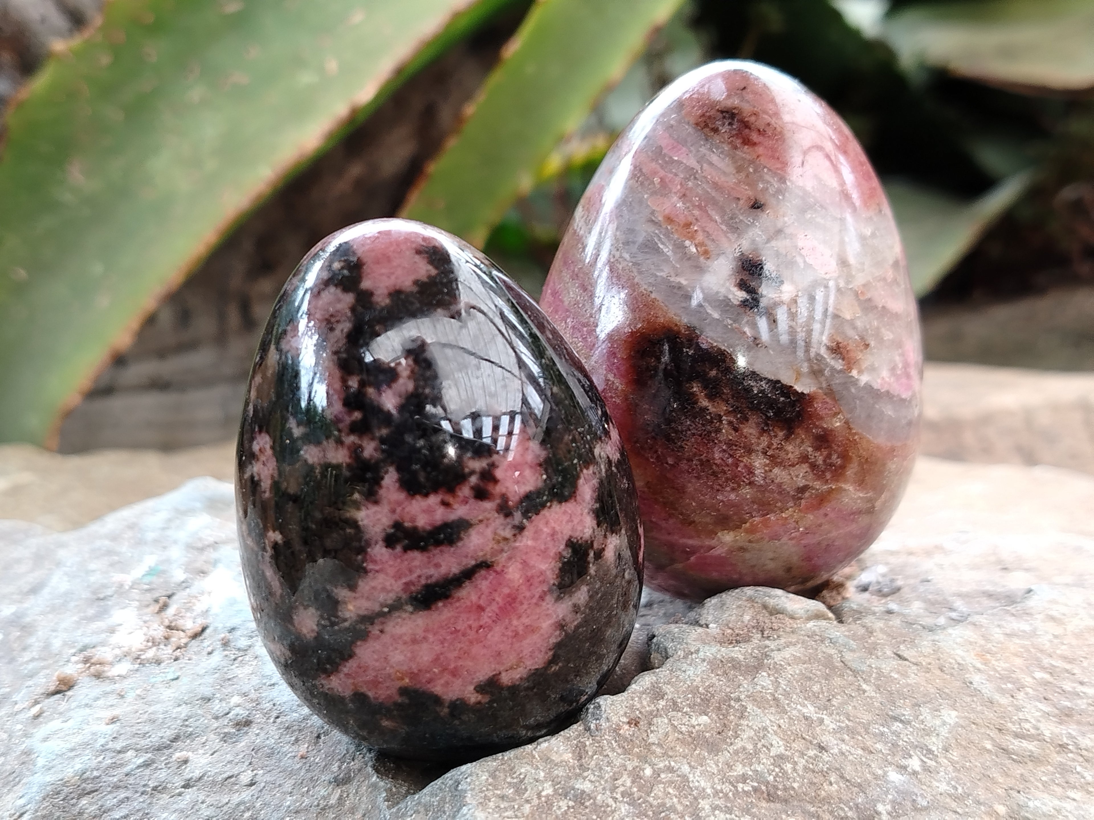 Polished Rhodonite Eggs x 6 From Ambindavato, Madagascar - Toprock Gemstones and Minerals 