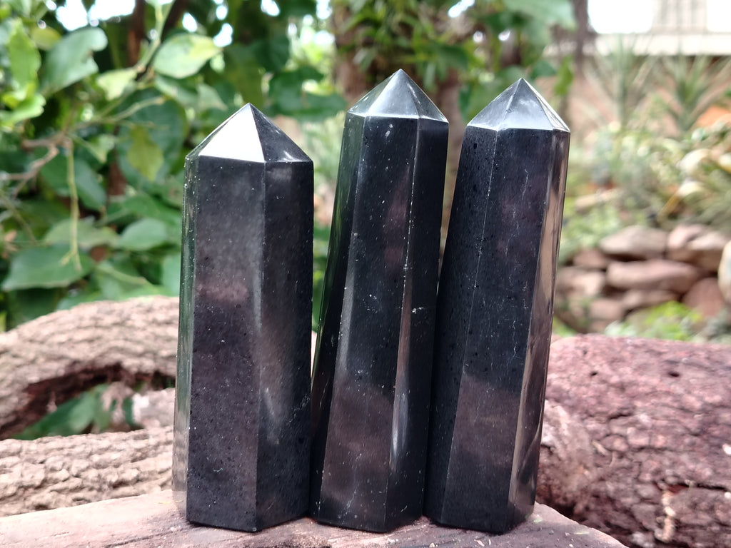 Polished Black Basalt Points x 6 From Antsirabe, Madagascar - Toprock Gemstones and Minerals 
