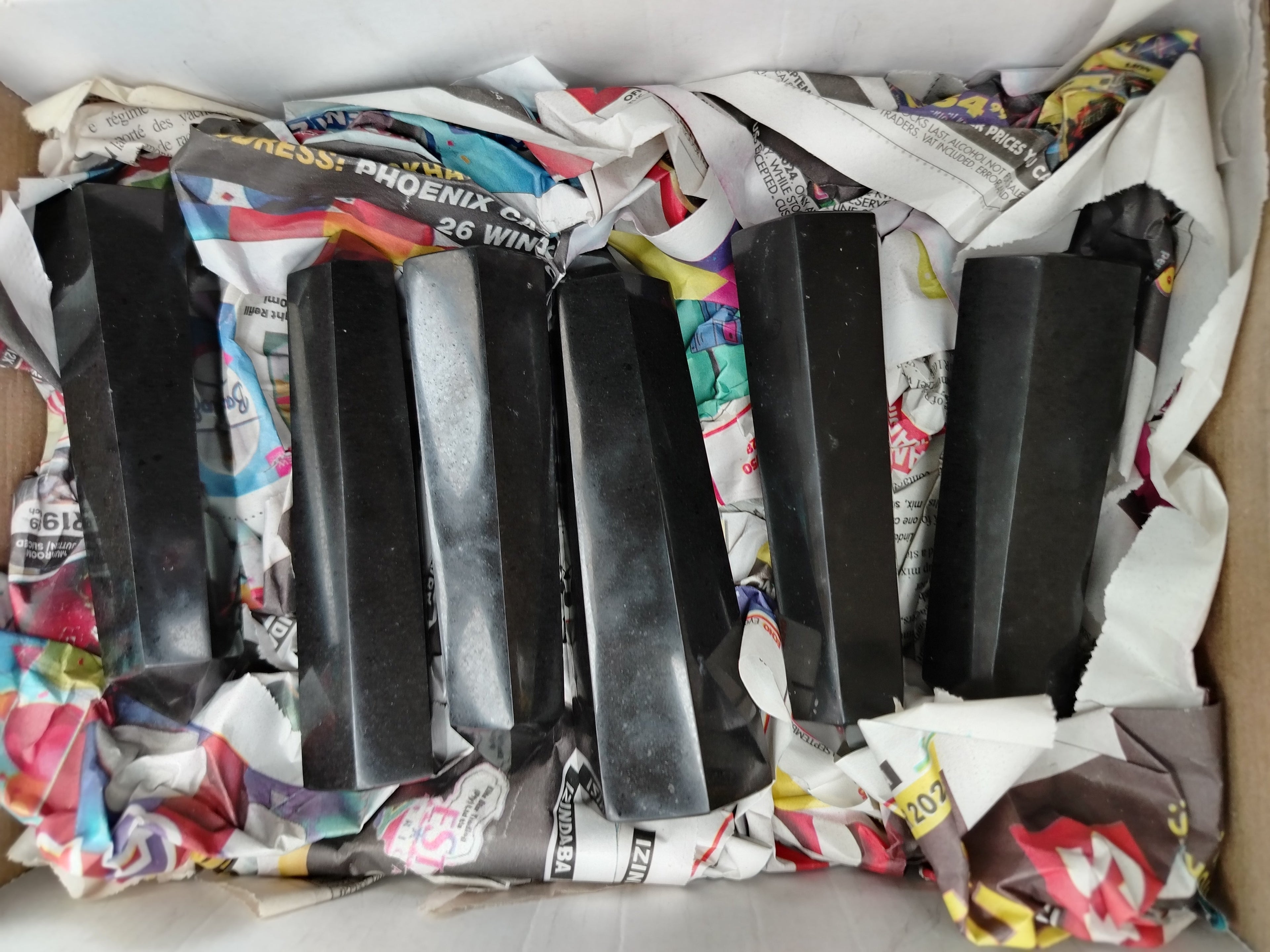 Polished Black Basalt Points x 6 From Antsirabe, Madagascar - Toprock Gemstones and Minerals 