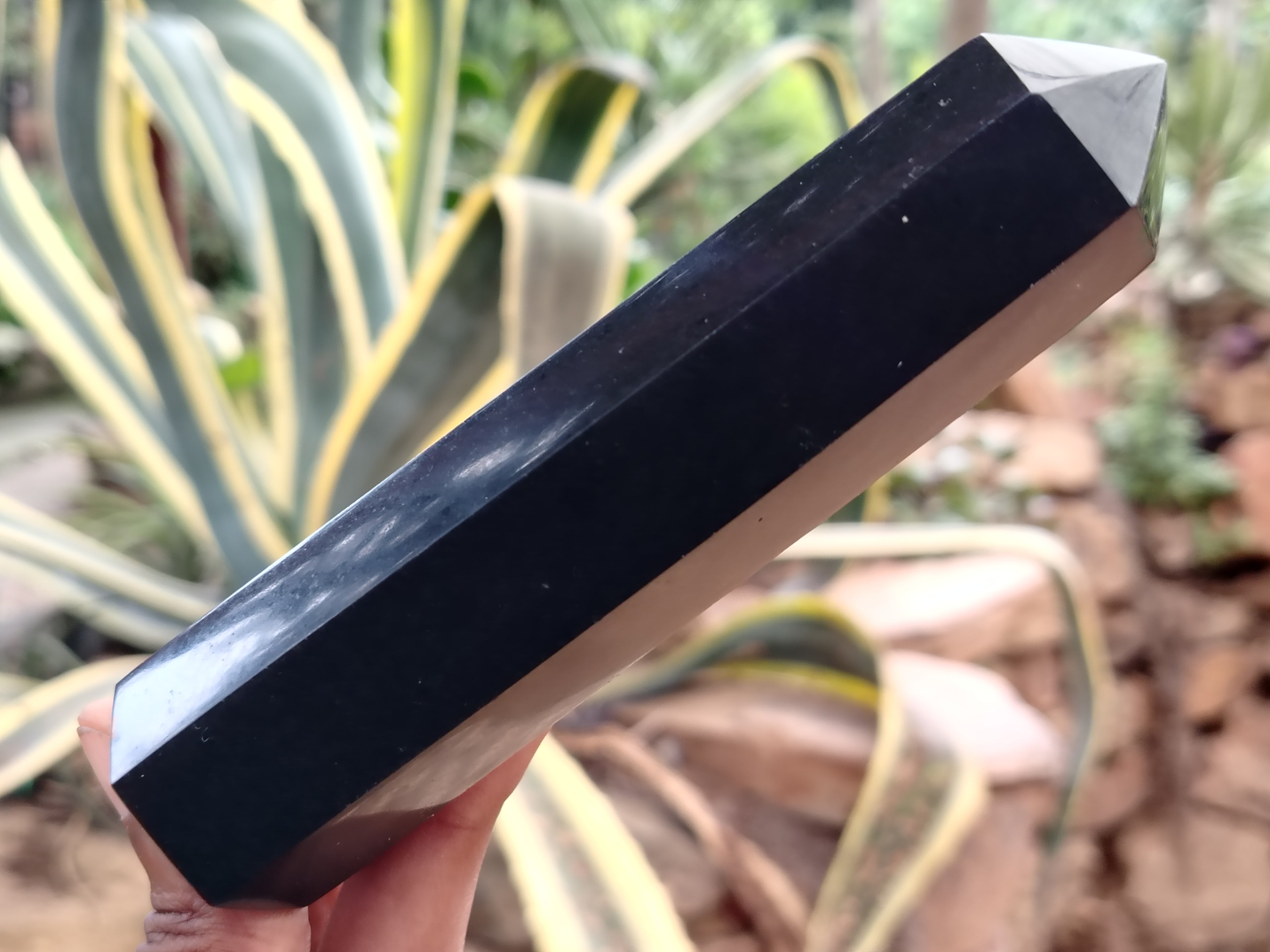 Polished Black Basalt Points x 6 From Antsirabe, Madagascar - Toprock Gemstones and Minerals 