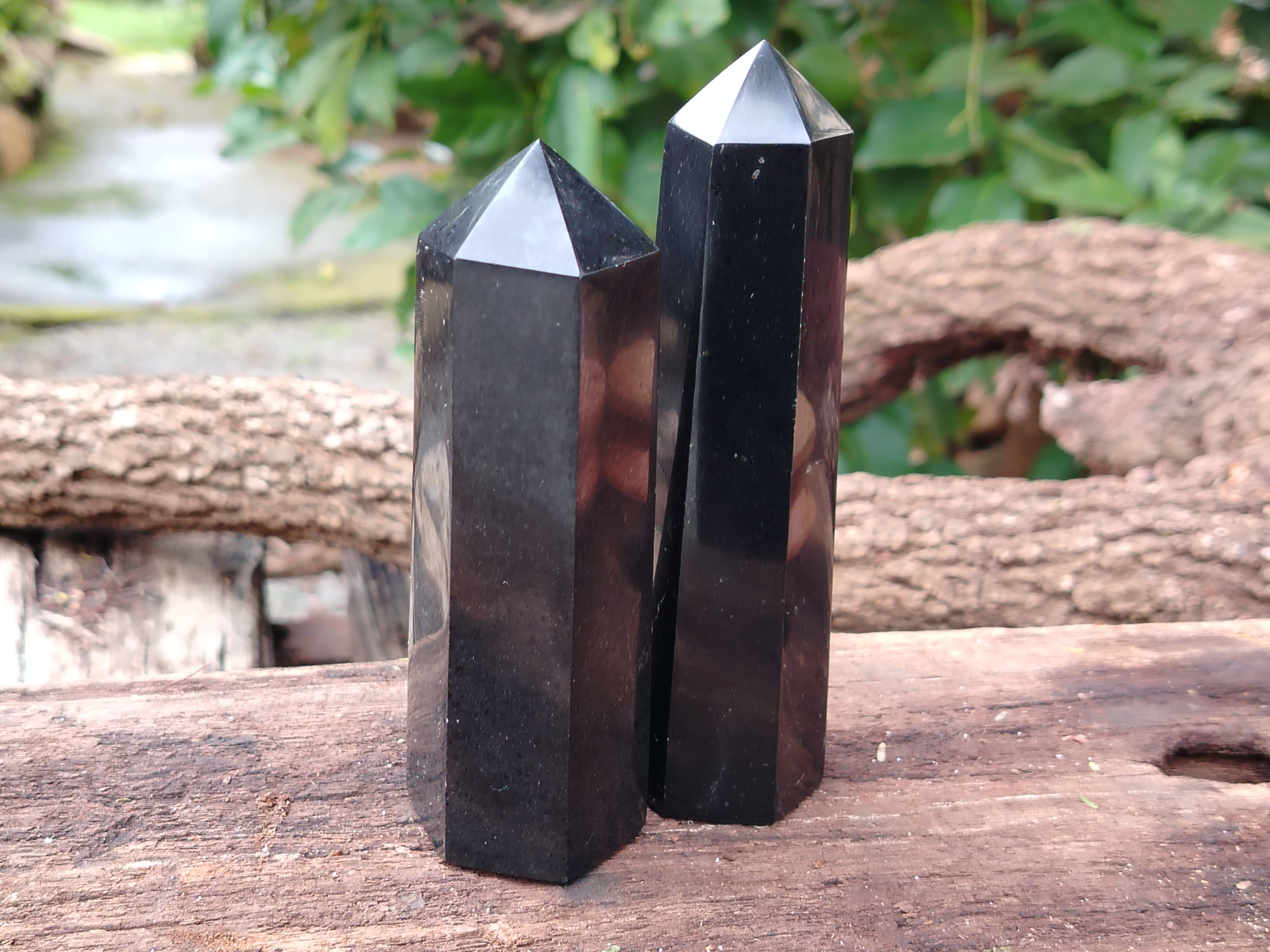 Polished Black Basalt Points x 6 From Antsirabe, Madagascar - Toprock Gemstones and Minerals 
