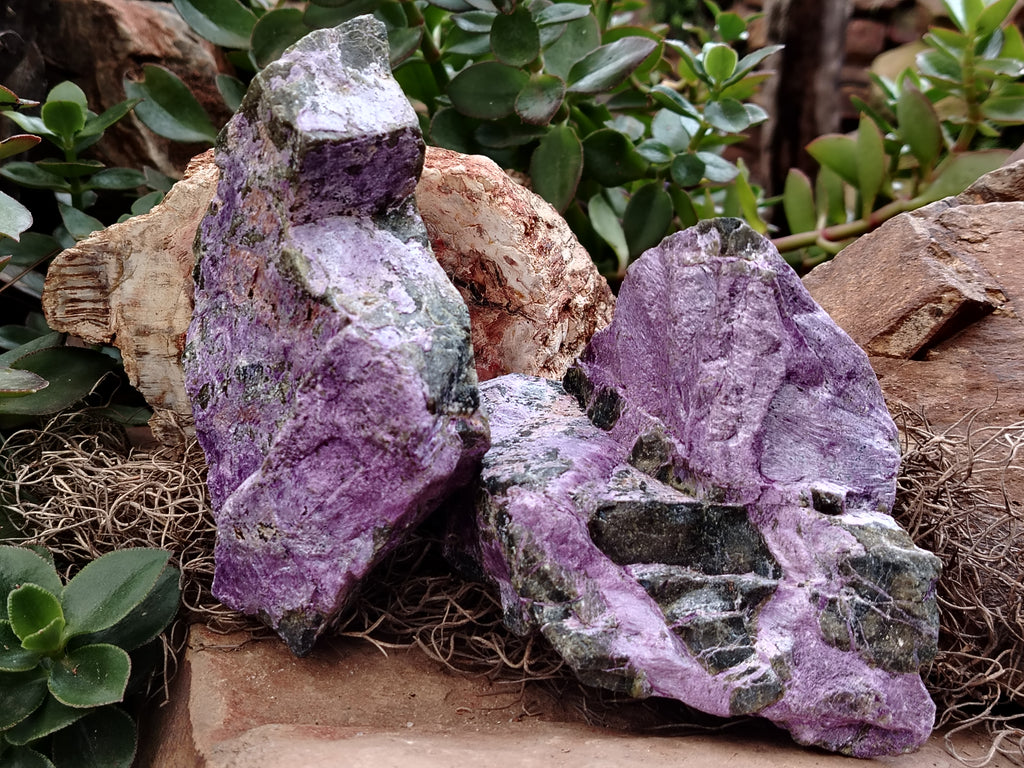 Natural Stichtite Cobbed Specimens x 3 From Barberton, South Africa - Toprock Gemstones and Minerals 