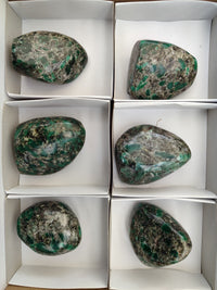 Polished Emerald Mica In Matrix Standing Free Forms x 6 From Mutoko, Zimbabwe - Toprock Gemstones and Minerals 