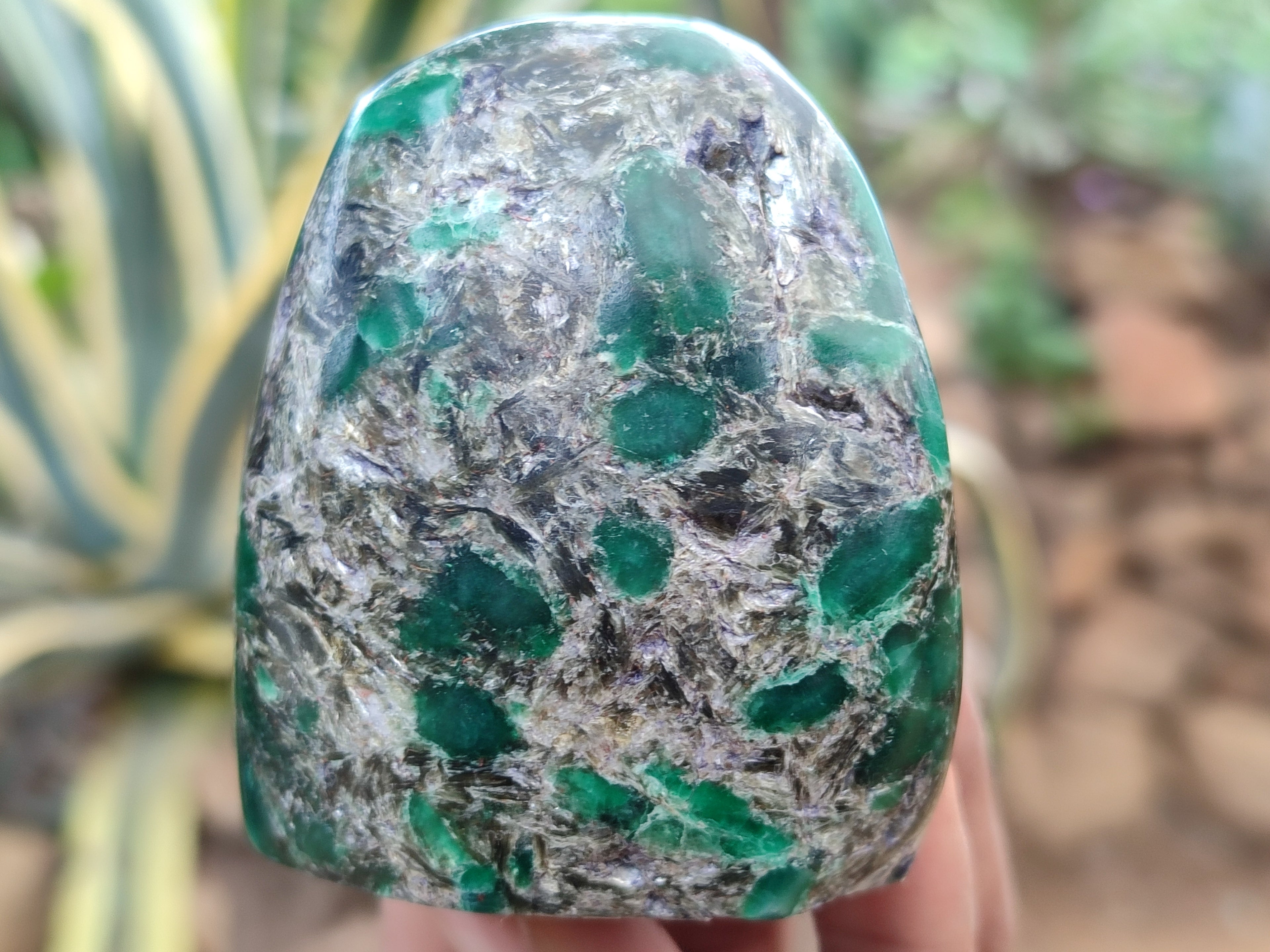 Polished Emerald Mica In Matrix Standing Free Forms x 6 From Mutoko, Zimbabwe - Toprock Gemstones and Minerals 