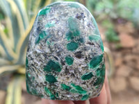 Polished Emerald Mica In Matrix Standing Free Forms x 6 From Mutoko, Zimbabwe - Toprock Gemstones and Minerals 