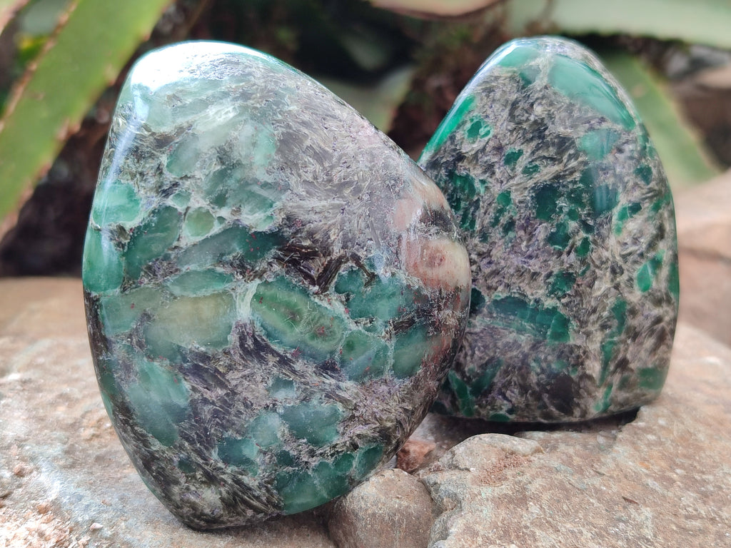 Polished Emerald Mica In Matrix Standing Free Forms x 6 From Mutoko, Zimbabwe - Toprock Gemstones and Minerals 