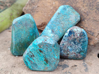 Polished Shattuckite With Chrysocolla and Azurite Free Forms x 12 From Congo - Toprock Gemstones and Minerals 