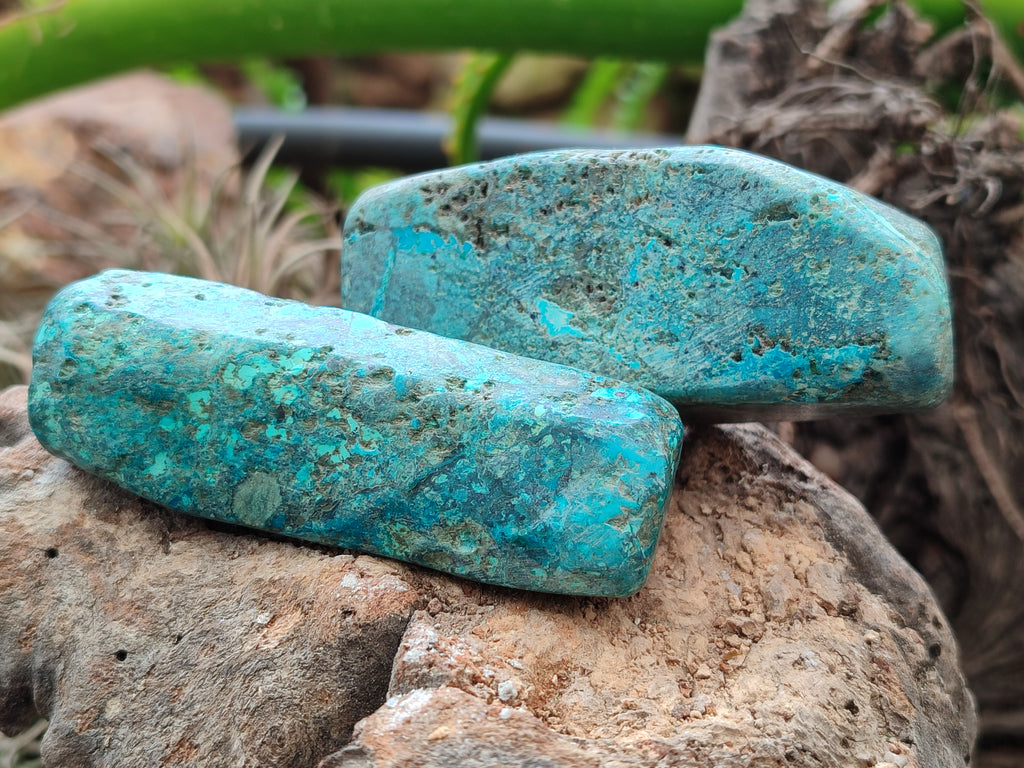 Polished Shattuckite With Chrysocolla and Azurite Free Forms x 12 From Congo - Toprock Gemstones and Minerals 
