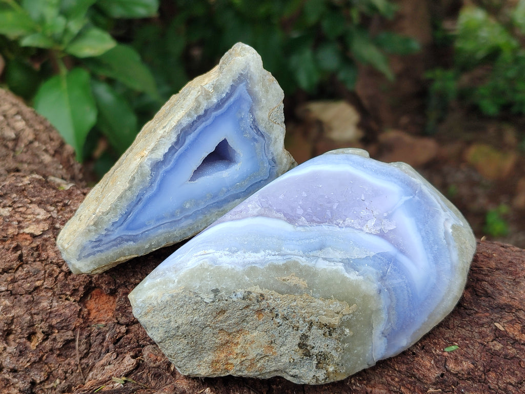 Polished Blue Lace Agate Geodes x 6 From Nsanje, Malawi - Toprock Gemstones and Minerals 