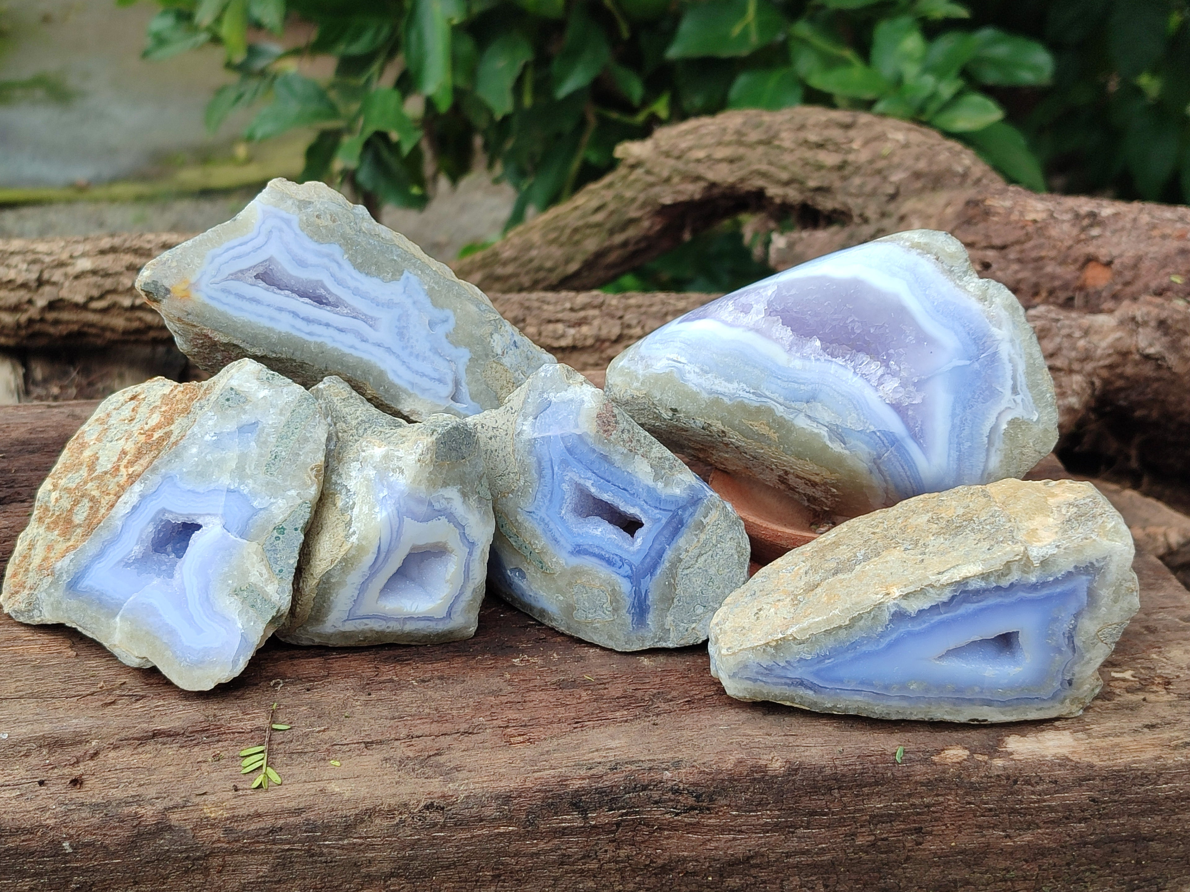 Polished Blue Lace Agate Geodes x 6 From Nsanje, Malawi - Toprock Gemstones and Minerals 