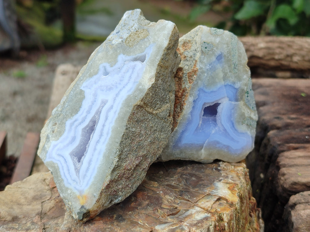 Polished Blue Lace Agate Geodes x 6 From Nsanje, Malawi - Toprock Gemstones and Minerals 