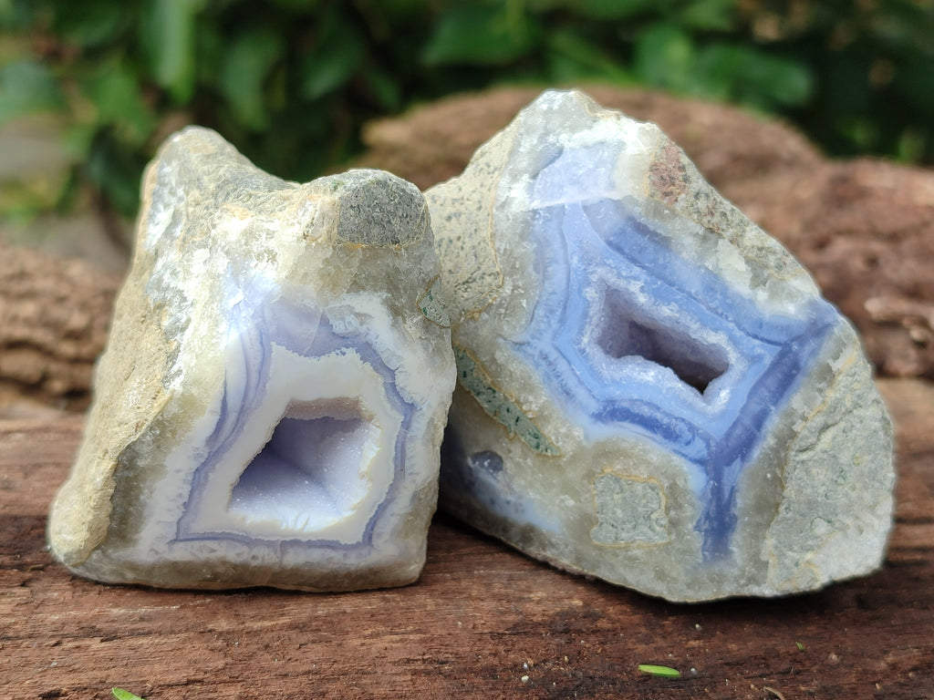 Polished Blue Lace Agate Geodes x 6 From Nsanje, Malawi - Toprock Gemstones and Minerals 