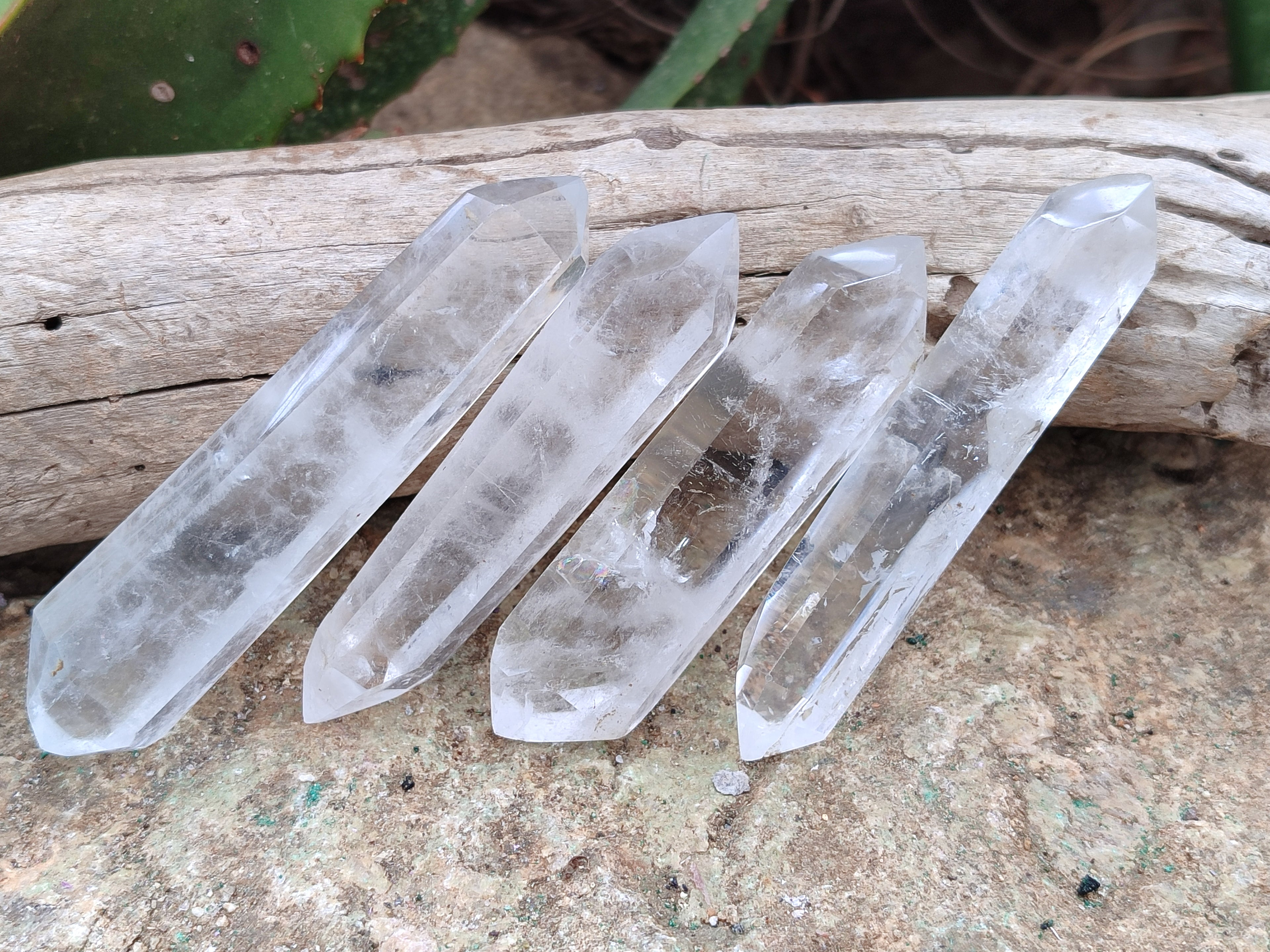 Polished Double Terminated Clear Quartz Crystals x 6 From Madagascar - Toprock Gemstones and Minerals 