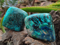 Polished Shattuckite With Chrysocolla and Azurite Free Forms x 3 From Congo - Toprock Gemstones and Minerals 