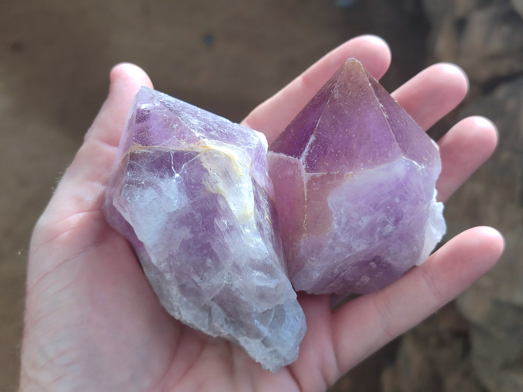 Natural Jacaranda Amethyst Quartz Crystals x 6 from Mumbwa, Zambia - Toprock Gemstones and Minerals 