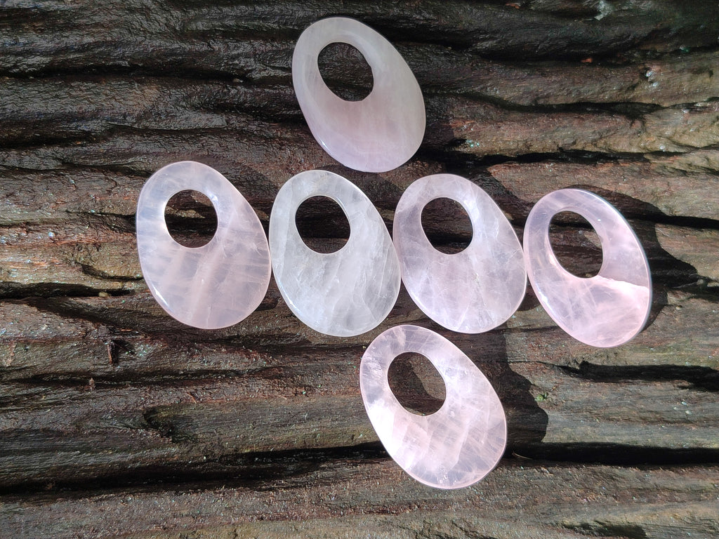 Hand Made Rose Quartz Pendants - sold per item - From Madagascar - Toprock Gemstones and Minerals 