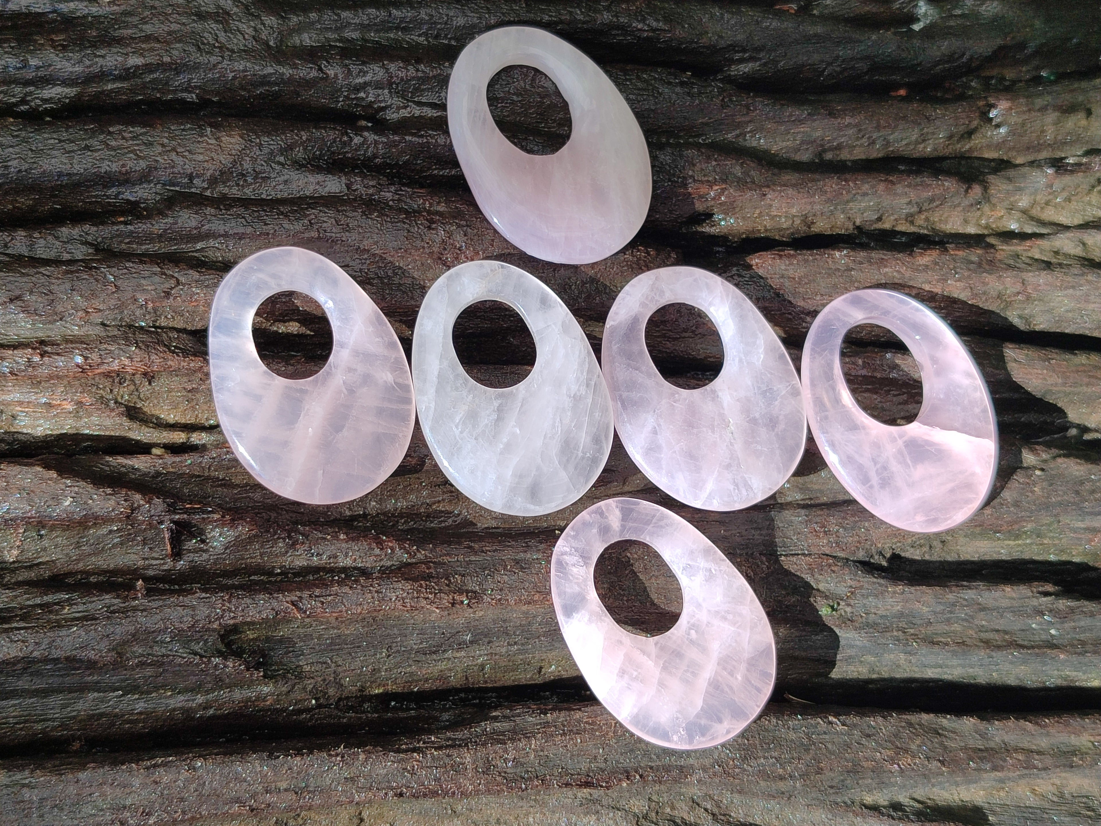 Hand Made Rose Quartz Pendants - sold per item - From Madagascar - Toprock Gemstones and Minerals 