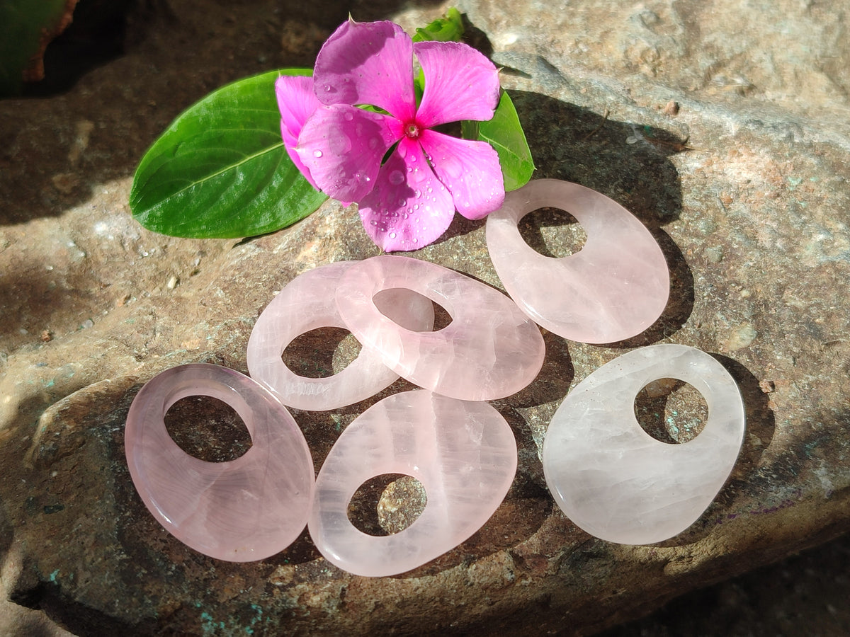 Hand Made Rose Quartz Pendants - sold per item - From Madagascar - Toprock Gemstones and Minerals 