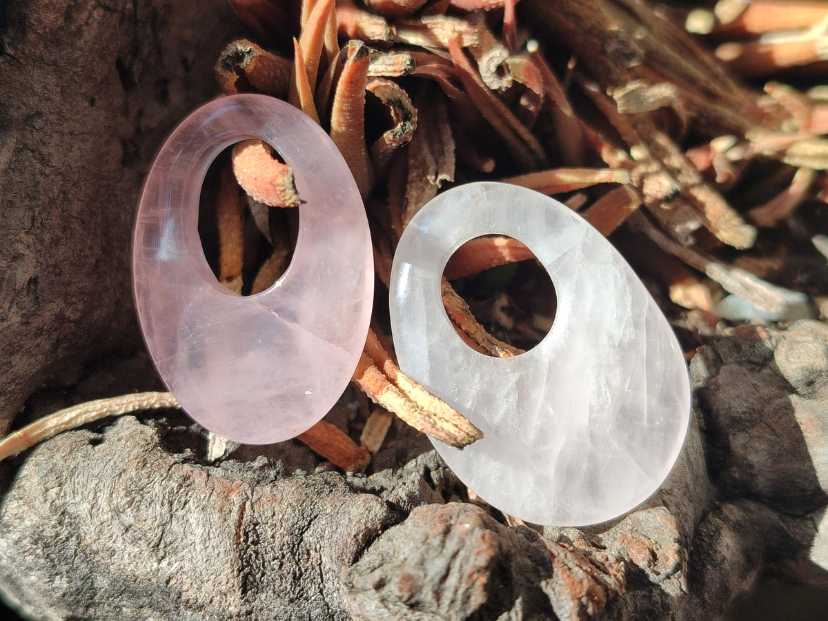 Hand Made Rose Quartz Pendants - sold per item - From Madagascar - Toprock Gemstones and Minerals 
