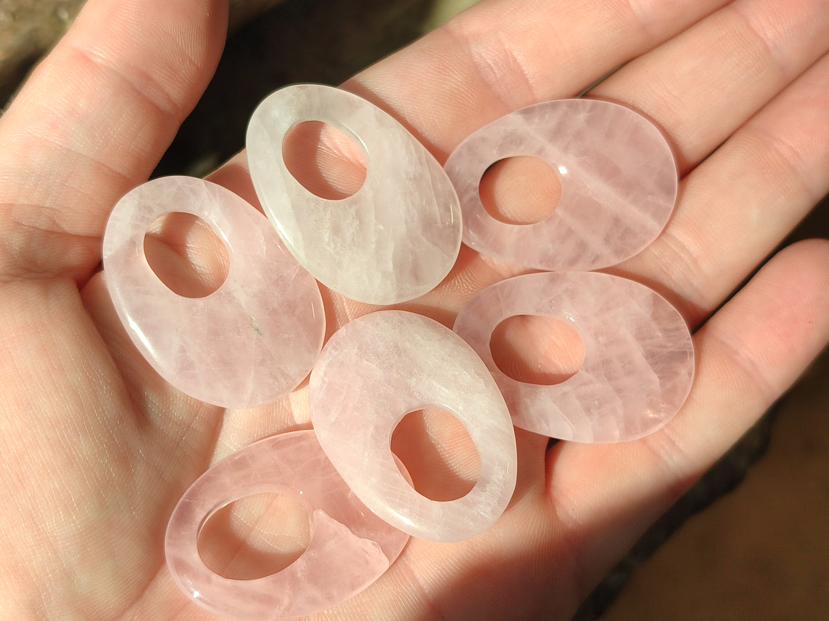 Hand Made Rose Quartz Pendants - sold per item - From Madagascar - Toprock Gemstones and Minerals 