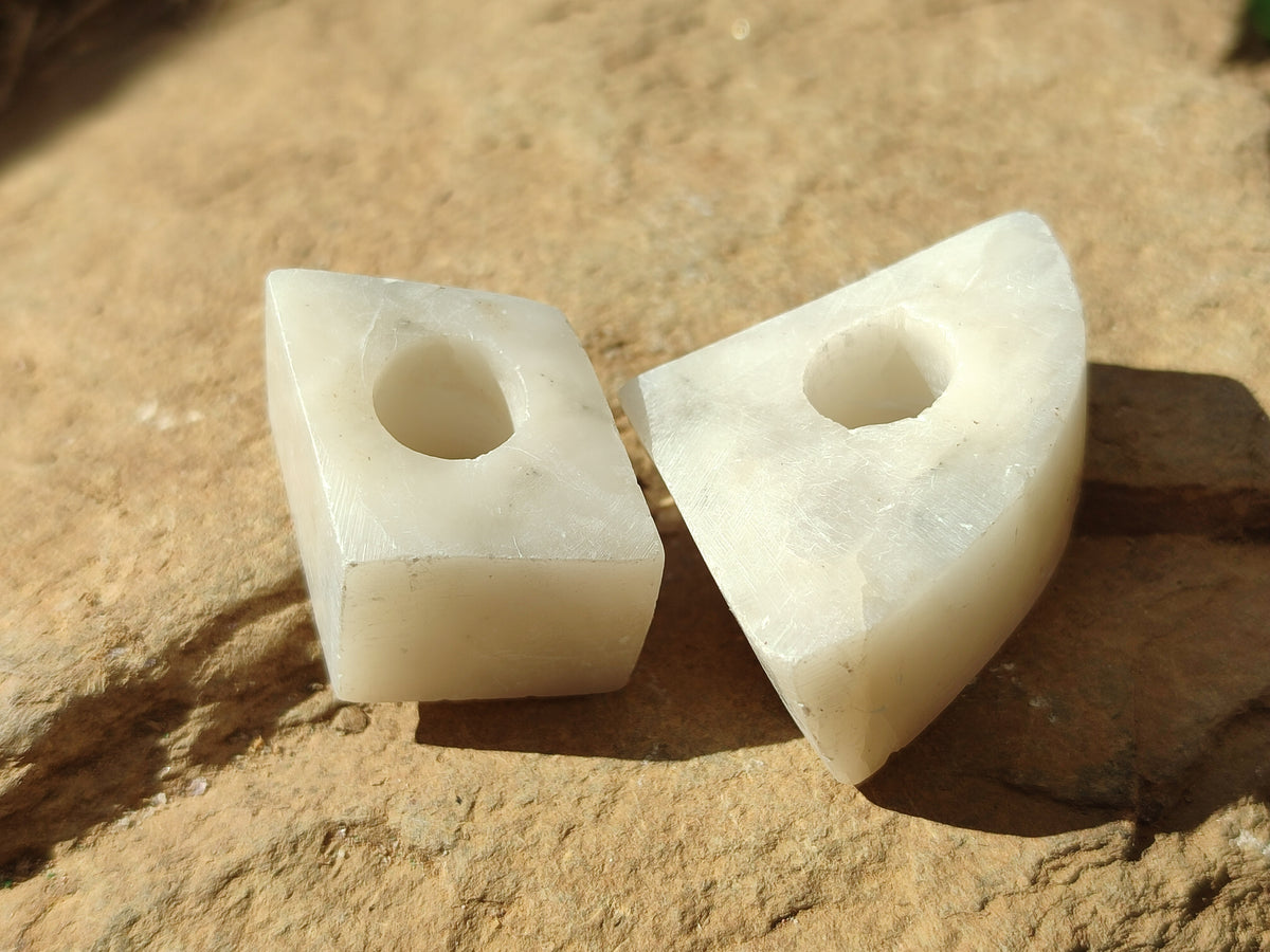 Hand Made White Marble Cigarette Snuffer - sold per item - From Namibia - Toprock Gemstones and Minerals 