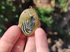 Polished Unakite Pendant with Hand Painted Zebra - Sold Per Item - From South Africa - Toprock Gemstones and Minerals 