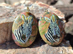 Polished Unakite Pendant with Hand Painted Zebra - Sold Per Item - From South Africa - Toprock Gemstones and Minerals 