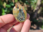 Polished Unakite Pendant with Hand Painted Zebra - Sold Per Item - From South Africa - Toprock Gemstones and Minerals 