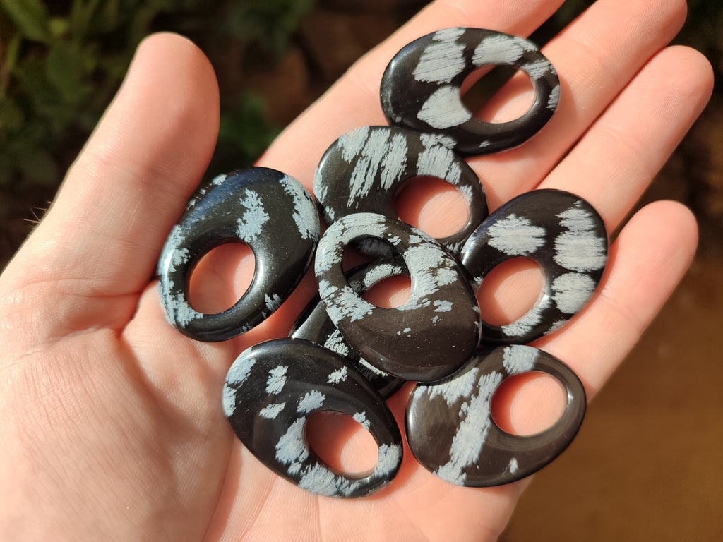 Polished Snowflake Obsidian Oval Pendants - Sold Per Item - From Mexico - Toprock Gemstones and Minerals 