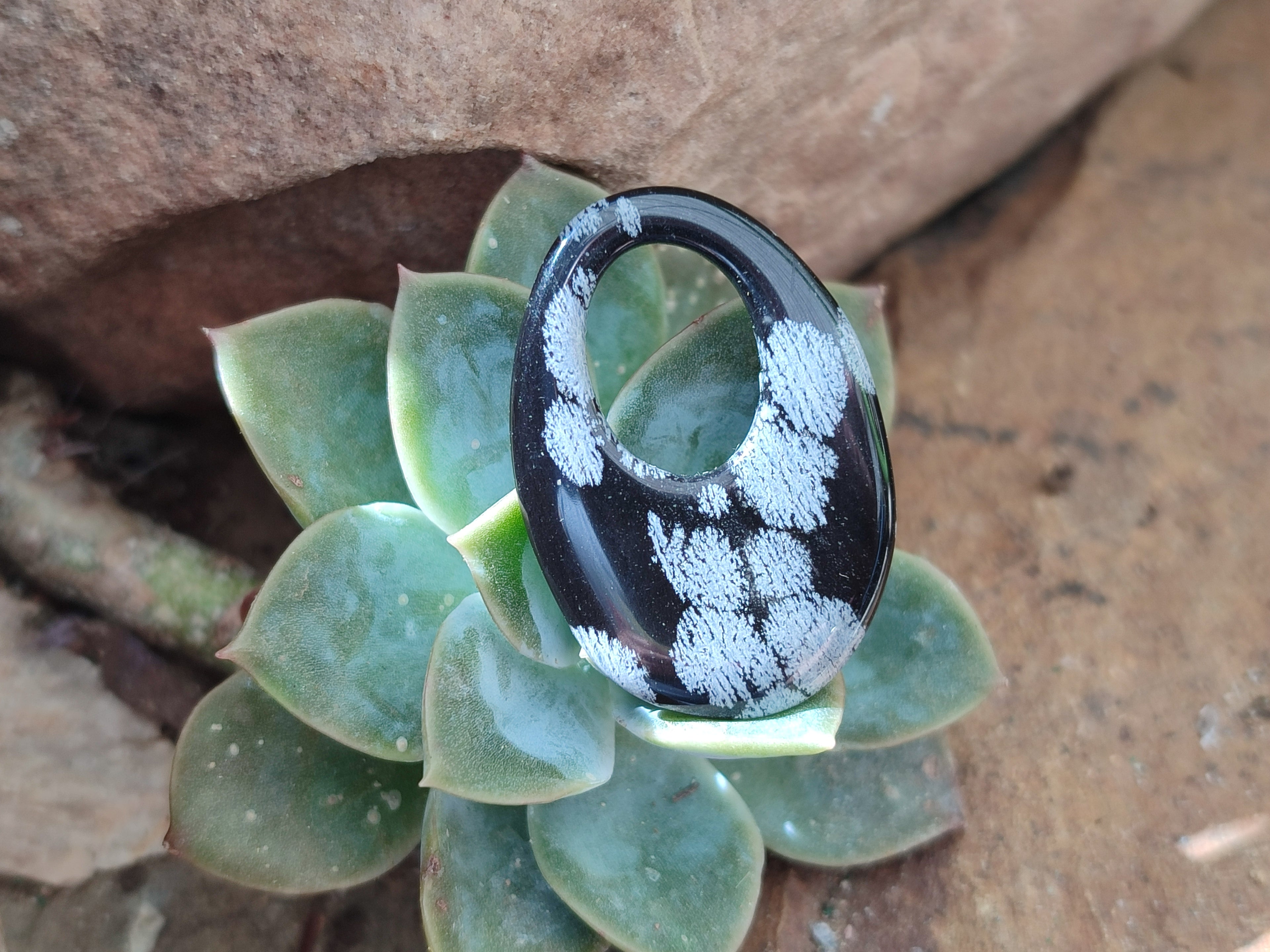 Polished Snowflake Obsidian Oval Pendants - Sold Per Item - From Mexico - Toprock Gemstones and Minerals 