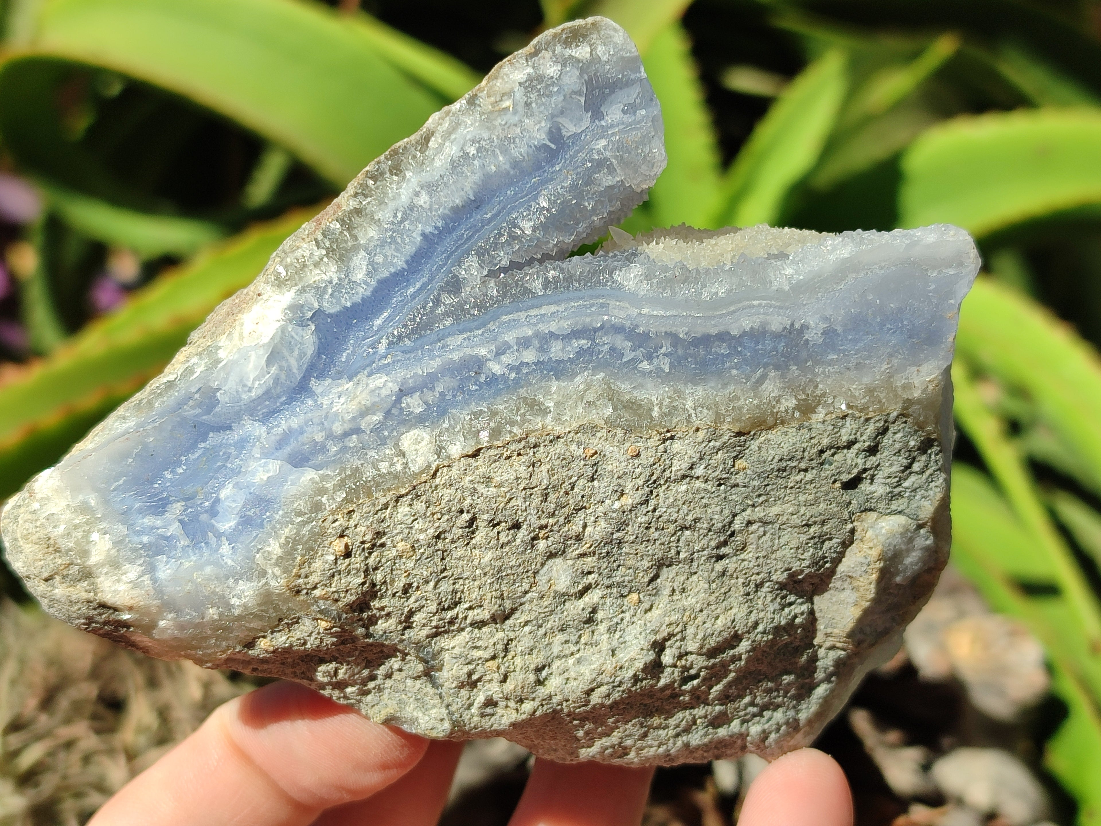 Natural Blue Lace Agate Geode Specimens x 2 From Nsanje, Malawi - Toprock Gemstones and Minerals 
