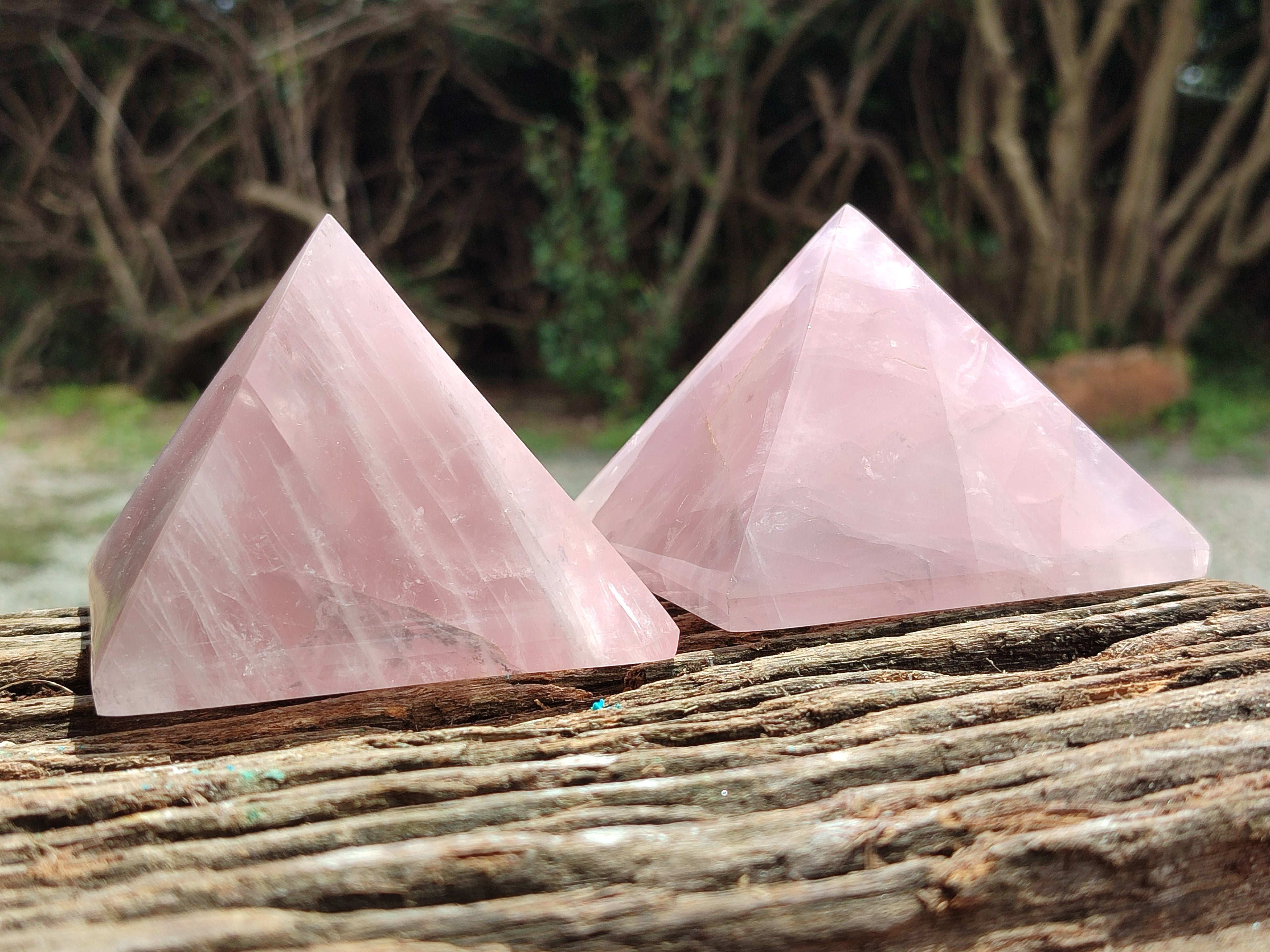 Polished Rose Quartz Pyramids x 3 From Madagascar - Toprock Gemstones and Minerals 