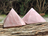 Polished Rose Quartz Pyramids x 3 From Madagascar