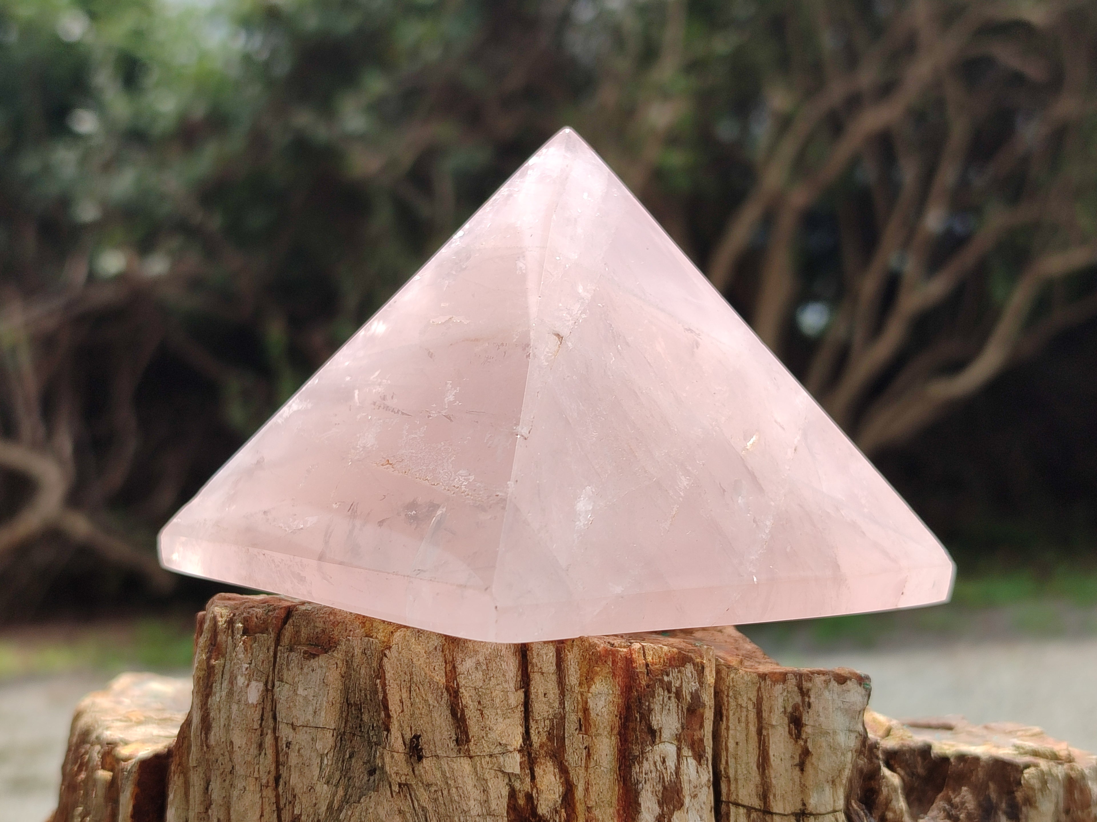 Polished Rose Quartz Pyramids x 3 From Madagascar - Toprock Gemstones and Minerals 