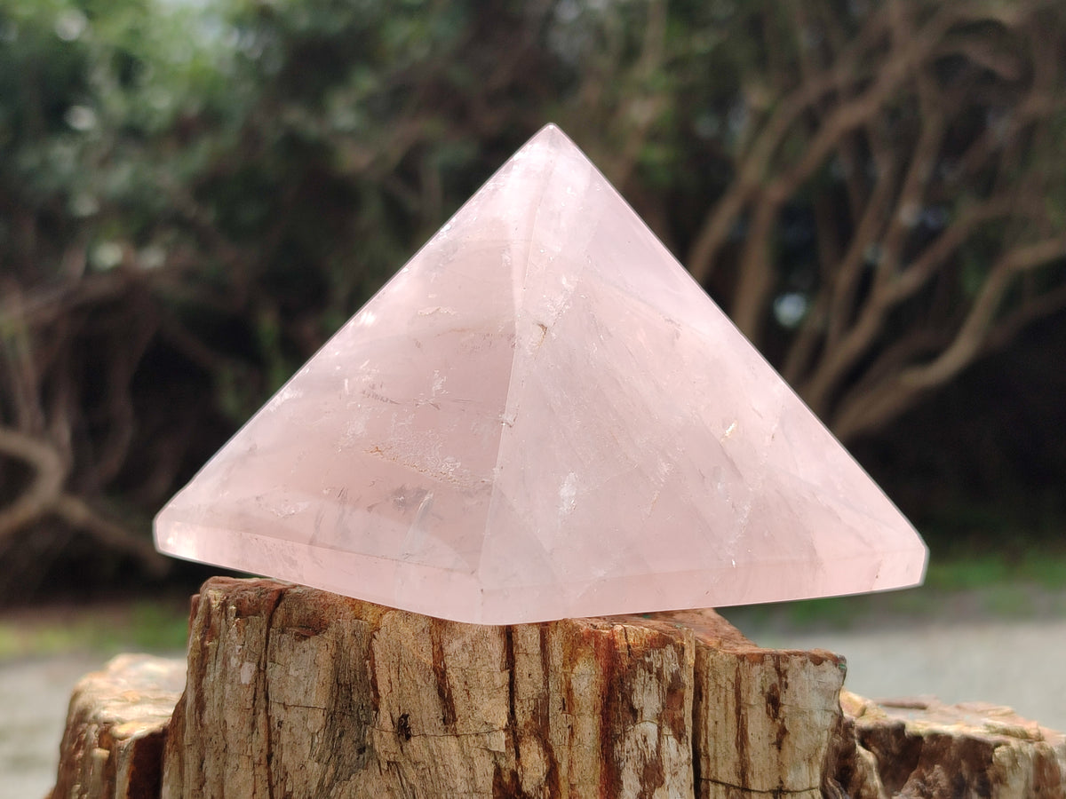 Polished Rose Quartz Pyramids x 3 From Madagascar - Toprock Gemstones and Minerals 