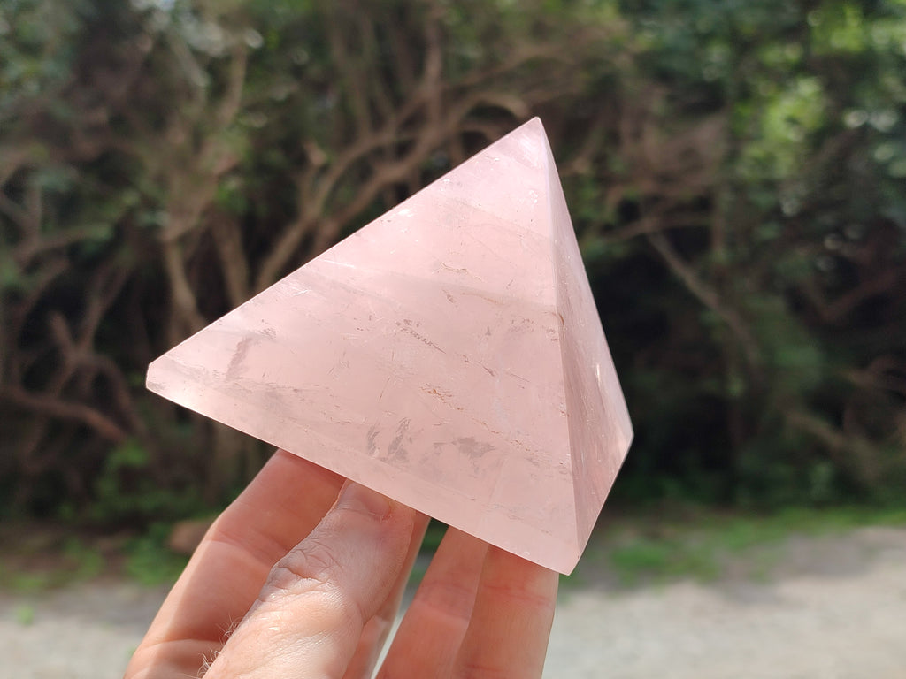 Polished Rose Quartz Pyramids x 3 From Madagascar - Toprock Gemstones and Minerals 