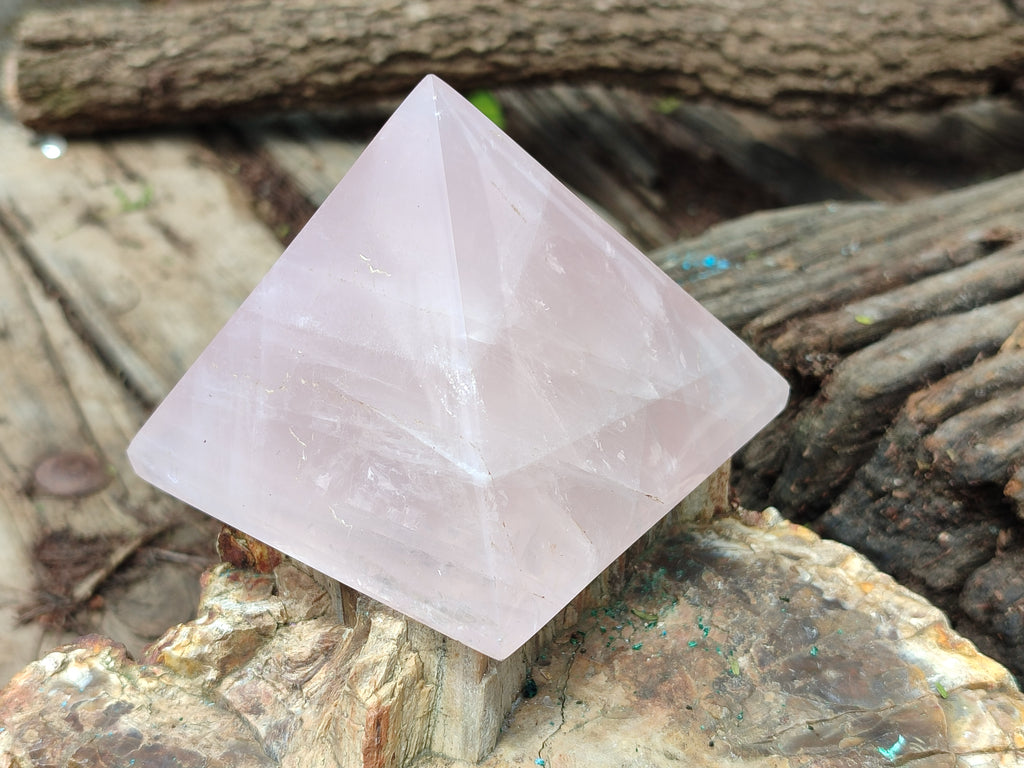 Polished Rose Quartz Pyramids x 3 From Madagascar - Toprock Gemstones and Minerals 