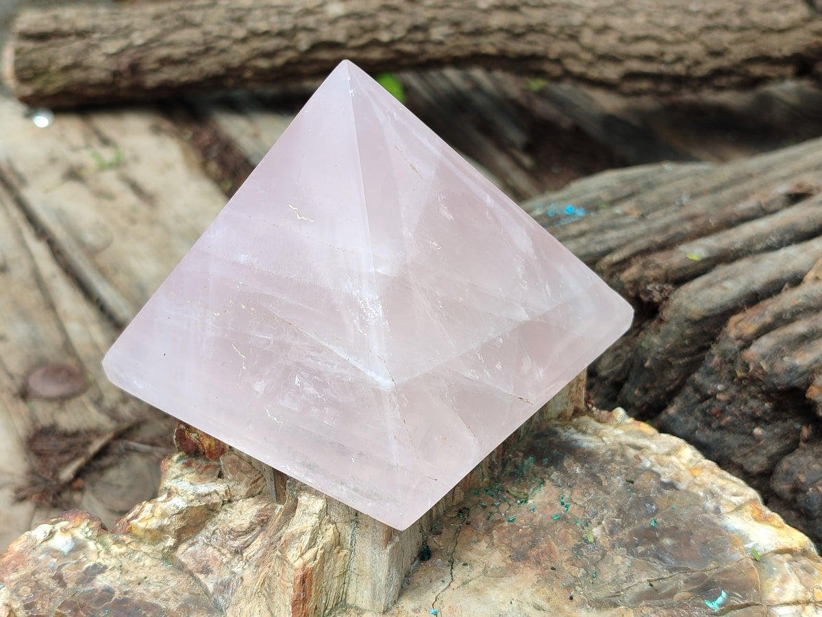 Polished Rose Quartz Pyramids x 3 From Madagascar - Toprock Gemstones and Minerals 